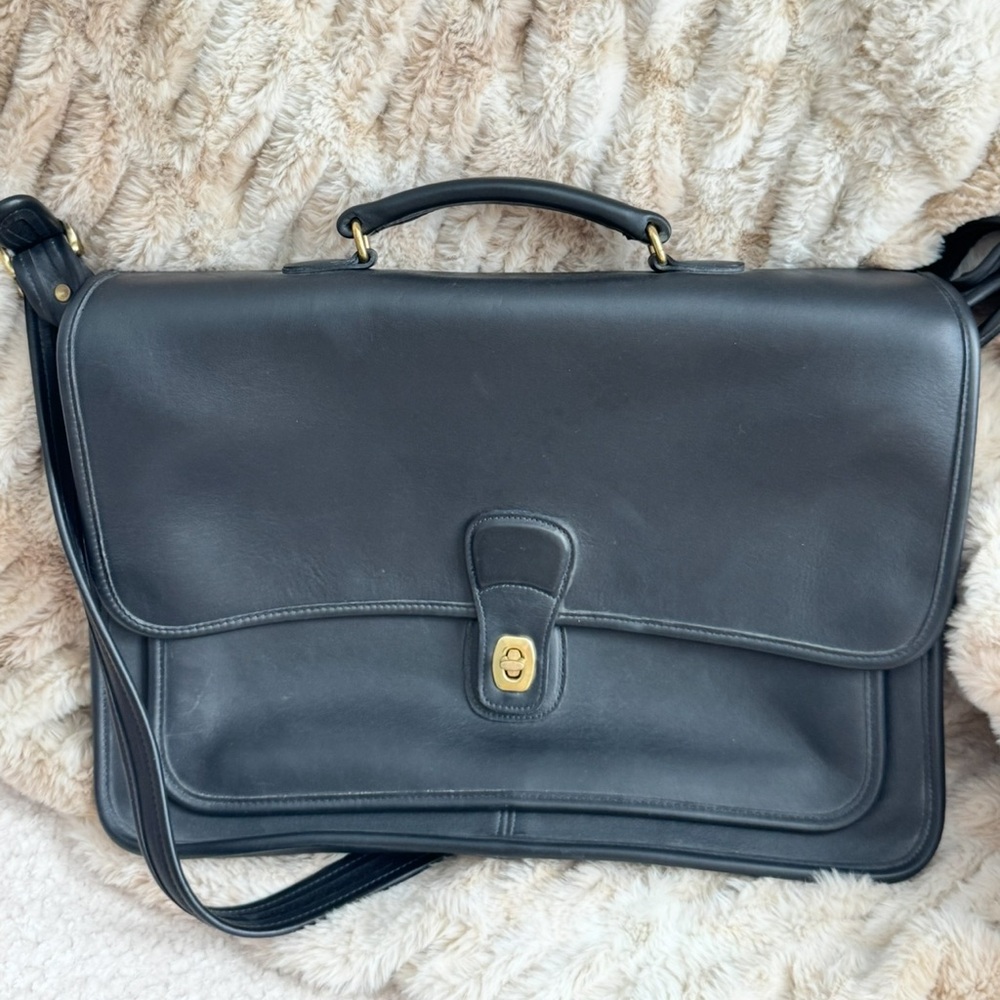Coach Classic Black Leather Briefcase